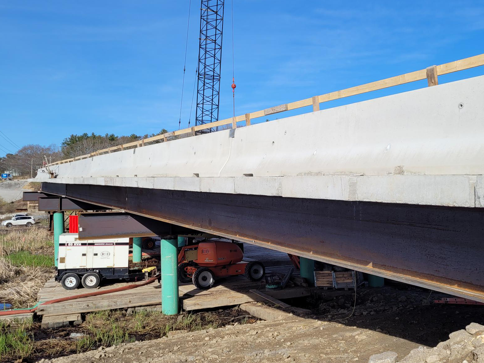 View of construction of the temporary Station 46 Bridge, looking south towards the Taste of Maine Restaurant.